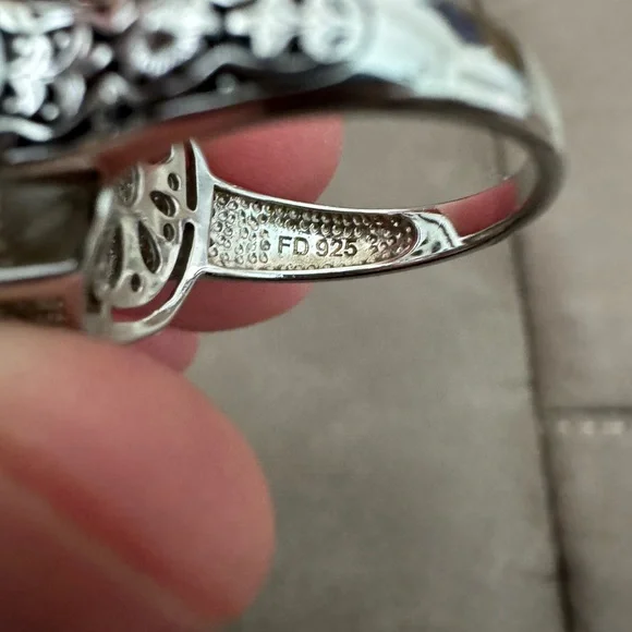 Sterling Silver 925 Simulated Yellow Diamond Ring - Picture 9 of 13